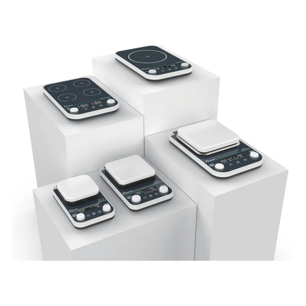 The four models of the series lined up, from the smallest to the largest plate